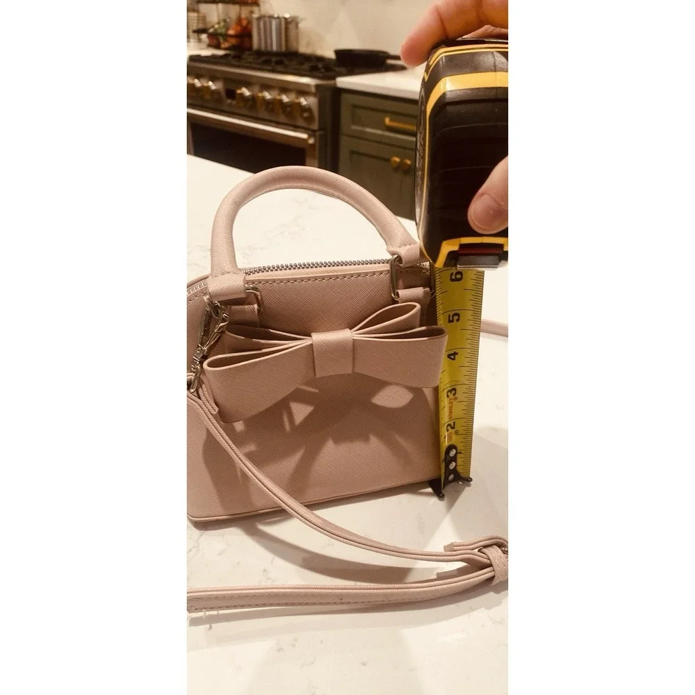 Adorable Betsey Johnson Blush Pink Mini Satchel Crossbody Bag with Bow Detail